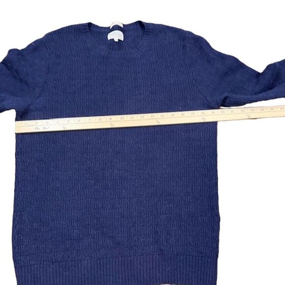 Gant Rugger Wool Blend The Moi Crewneck Basketweave Navy Blue Men's Size Medium - Picture 3 of 10
